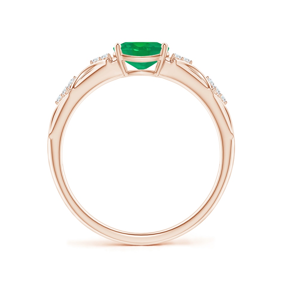 7x5mm AA Oval Emerald Vintage Style Ring with Diamond Accents in Rose Gold side-1