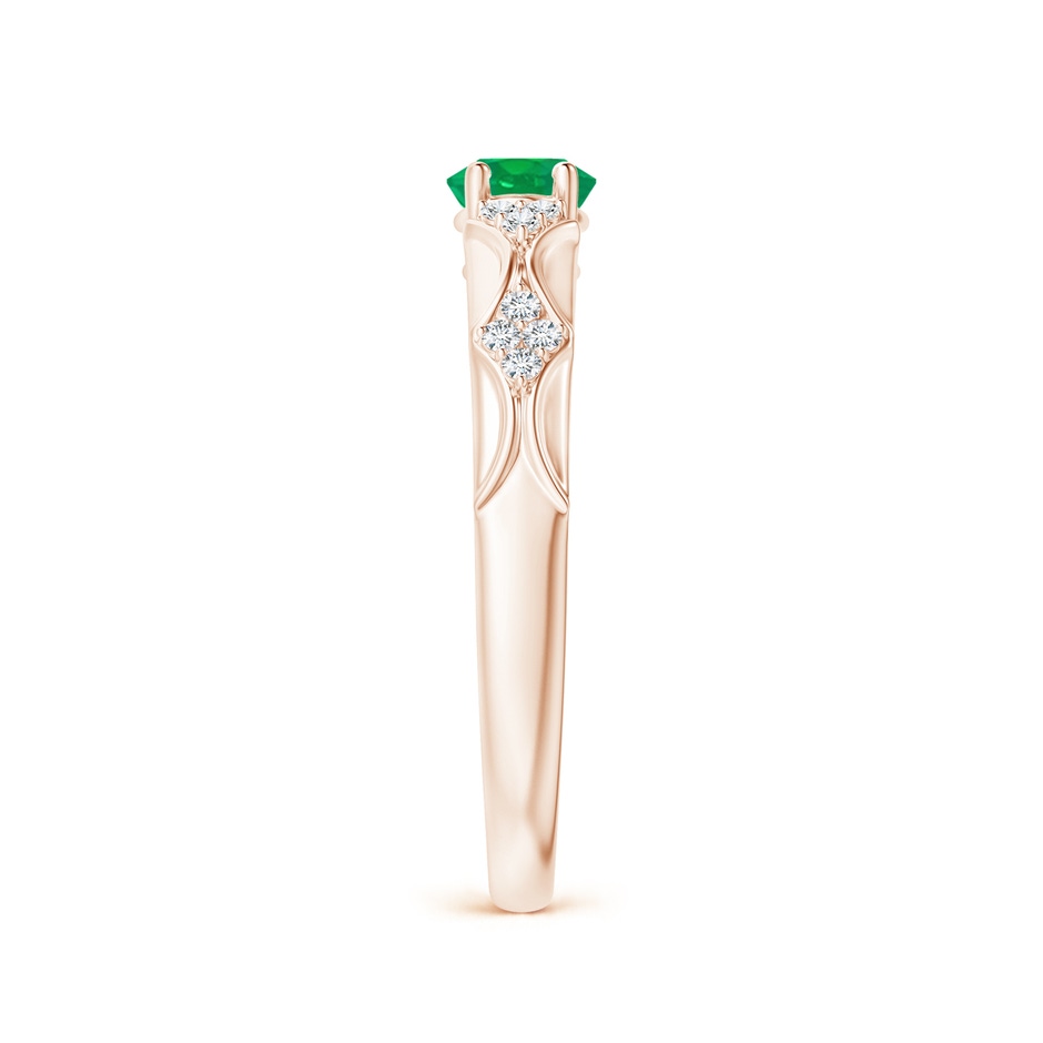 7x5mm AA Oval Emerald Vintage Style Ring with Diamond Accents in Rose Gold side-2