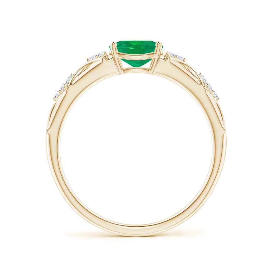 7x5mm AA Oval Emerald Vintage Style Ring with Diamond Accents in Yellow Gold Side-1