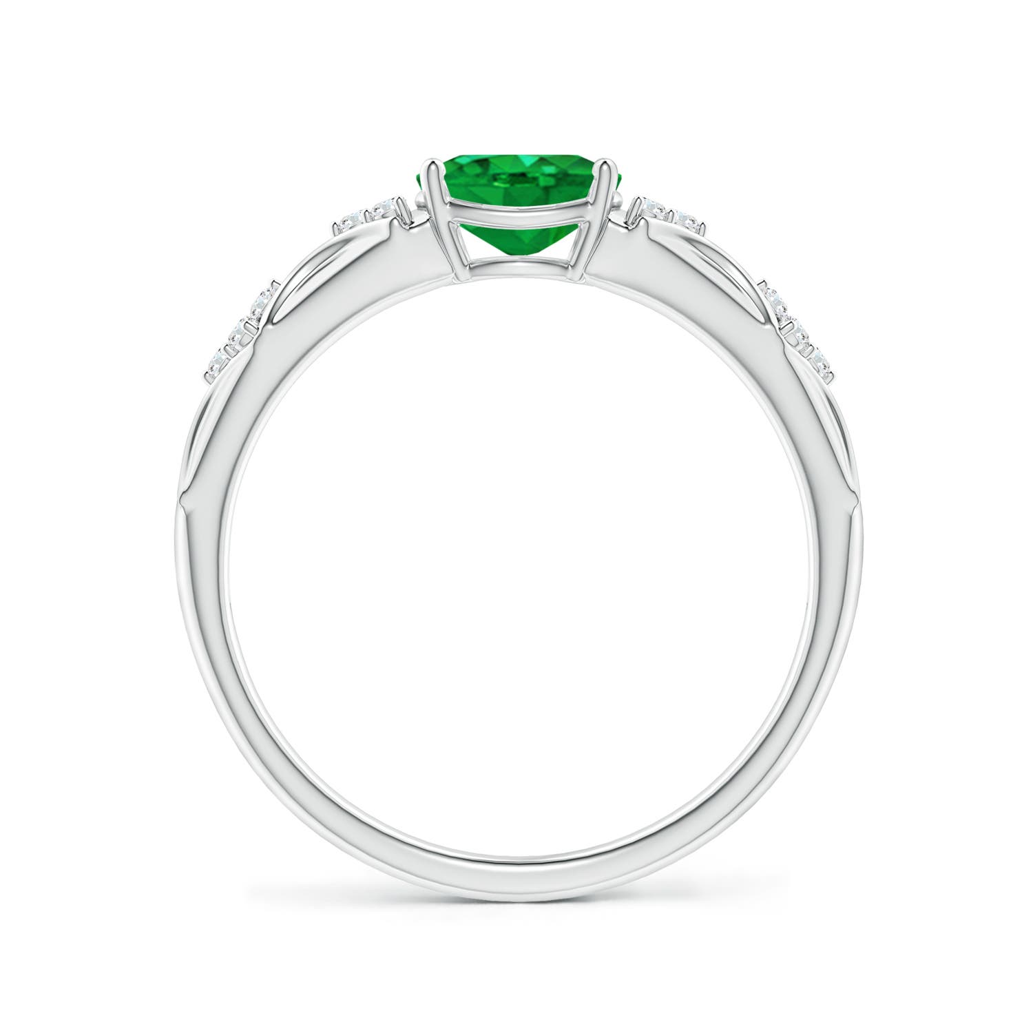 7x5mm AAA Oval Emerald Vintage Style Ring with Diamond Accents in P950 Platinum