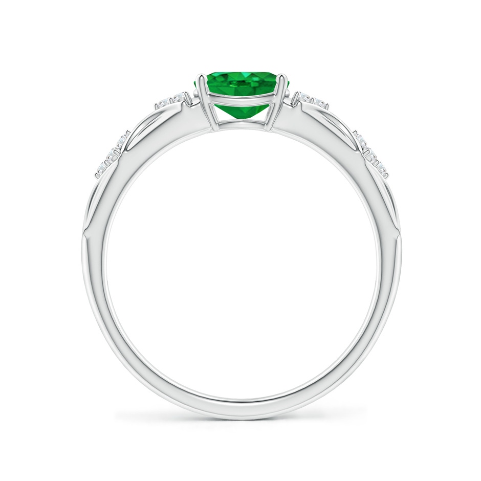 7x5mm AAA Oval Emerald Vintage Style Ring with Diamond Accents in P950 Platinum Side-1