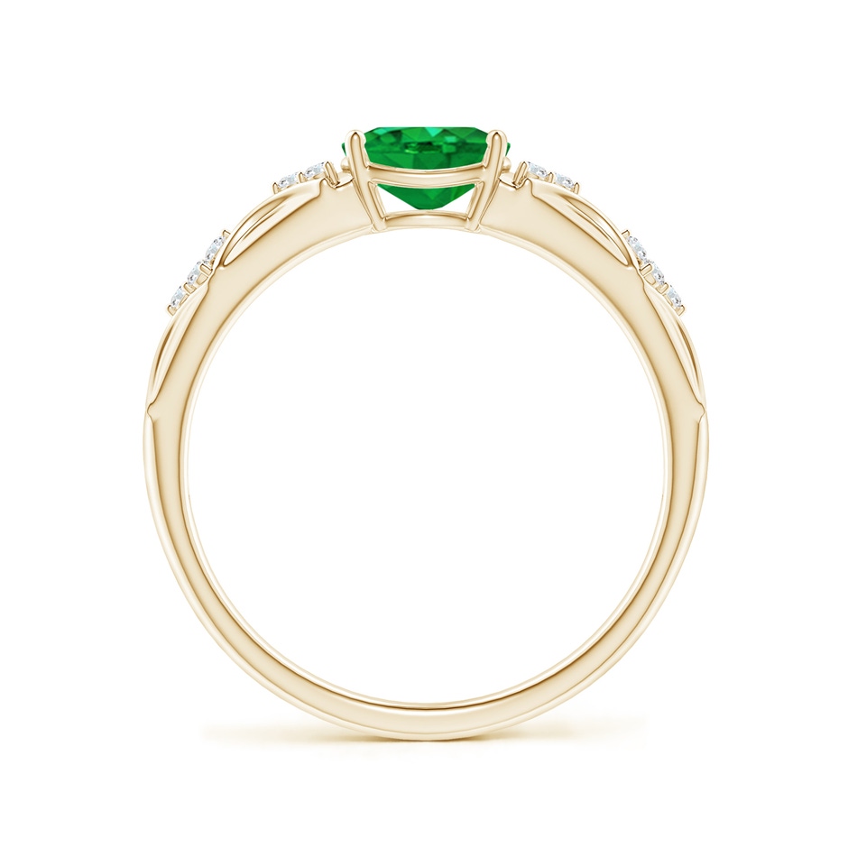 7x5mm AAA Oval Emerald Vintage Style Ring with Diamond Accents in Yellow Gold side 199