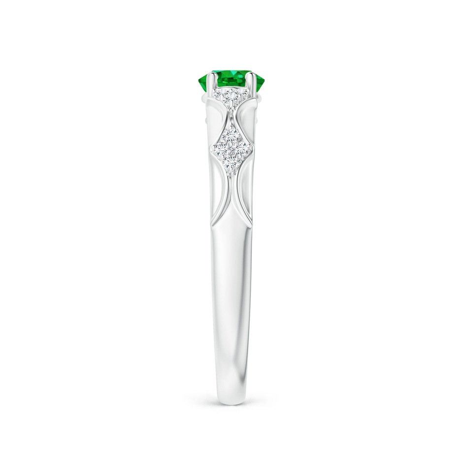 7x5mm Lab-Grown Oval Emerald Vintage Style Ring with Diamond Accents in P950 Platinum side-2