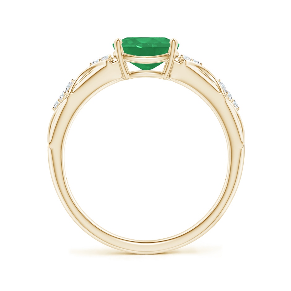 8x6mm A Oval Emerald Vintage Style Ring with Diamond Accents in Yellow Gold side-1