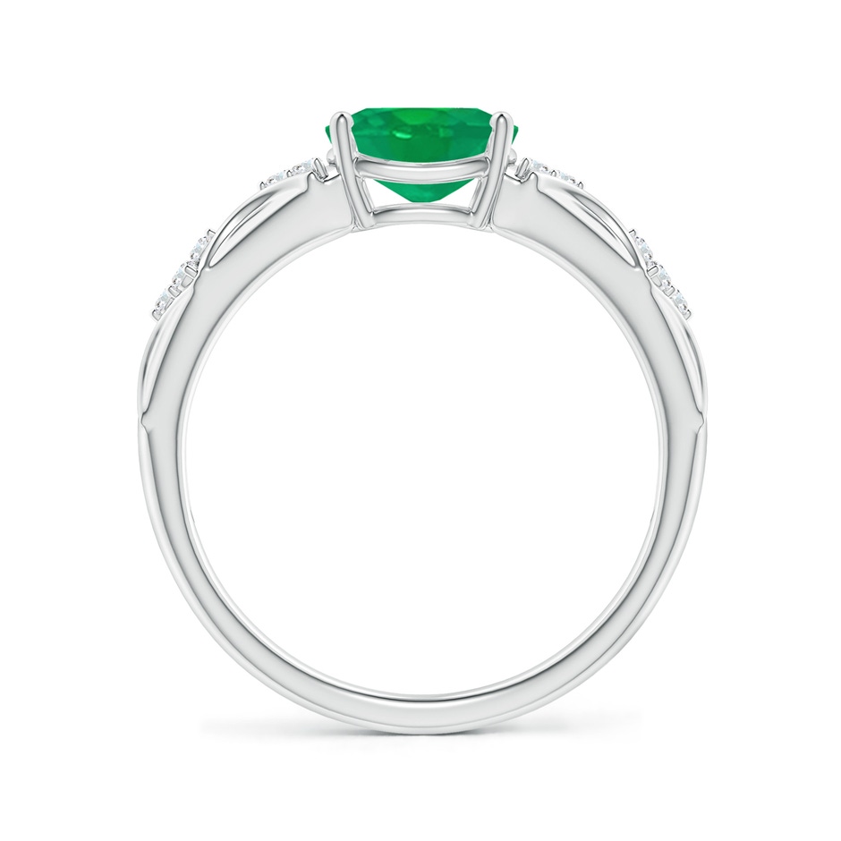 8x6mm AA Oval Emerald Vintage Style Ring with Diamond Accents in P950 Platinum side-1
