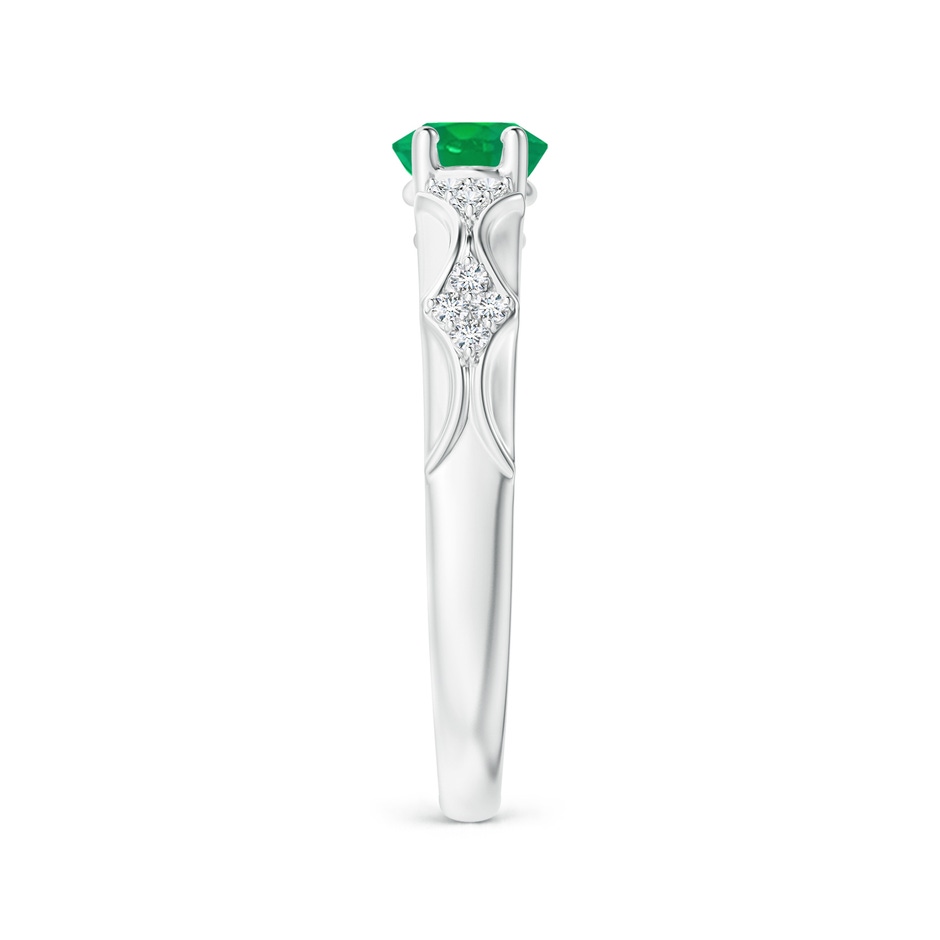 8x6mm AA Oval Emerald Vintage Style Ring with Diamond Accents in P950 Platinum side-2