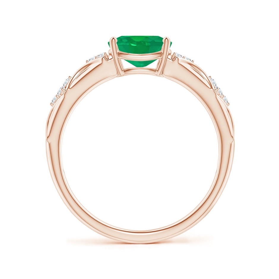 8x6mm AA Oval Emerald Vintage Style Ring with Diamond Accents in Rose Gold side-1