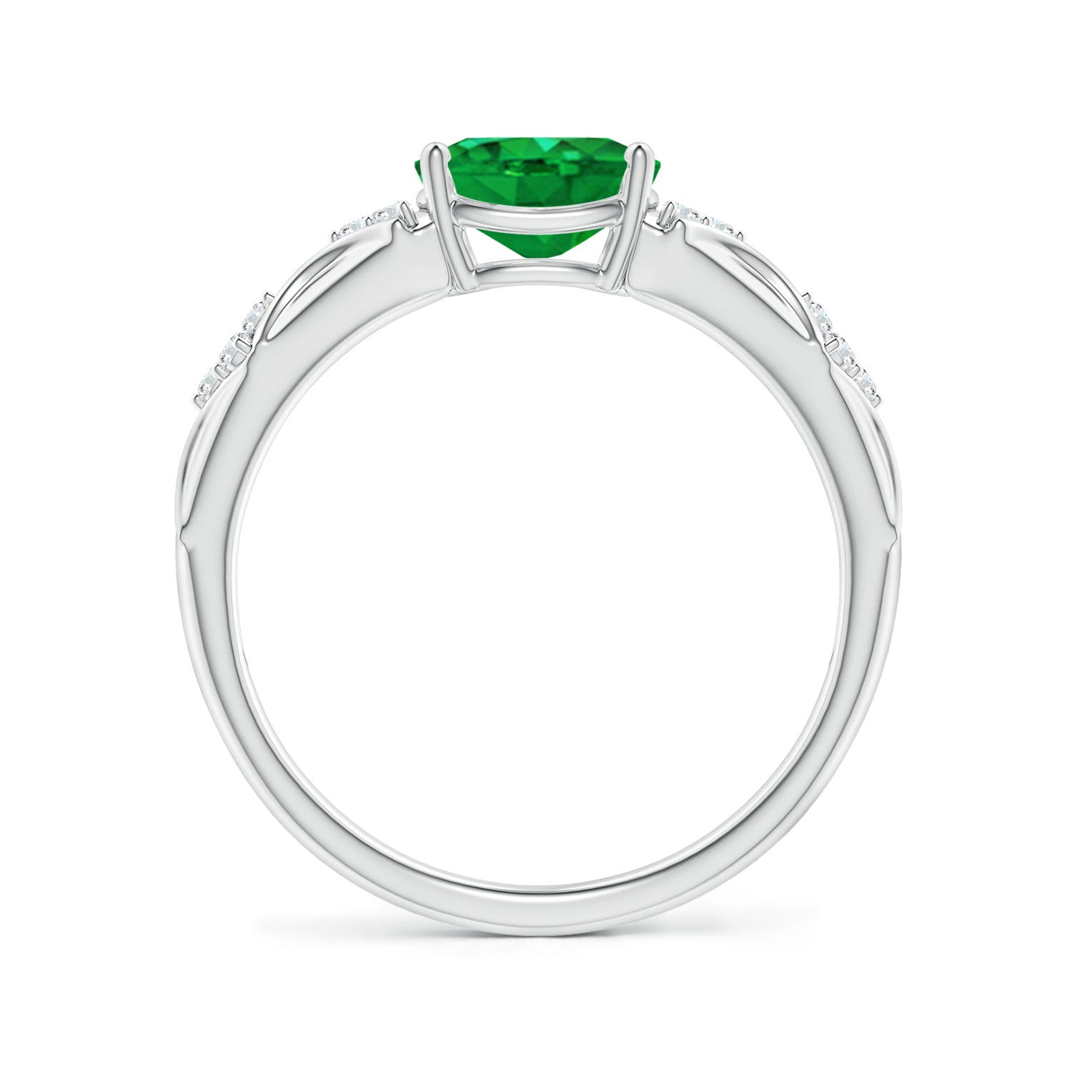 8x6mm AAA Oval Emerald Vintage Style Ring with Diamond Accents in P950 Platinum