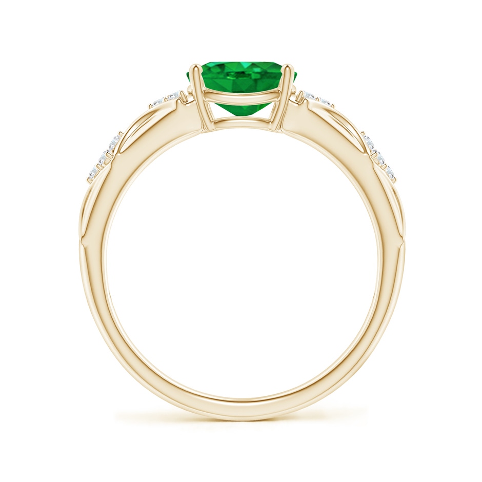 8x6mm AAA Oval Emerald Vintage Style Ring with Diamond Accents in Yellow Gold side-1