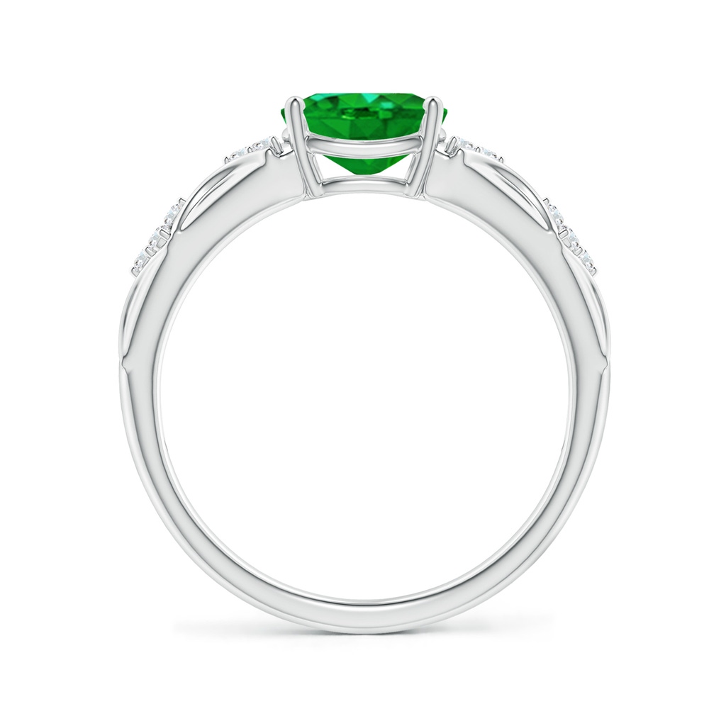 8x6mm Lab-Grown Oval Emerald Vintage Style Ring with Diamond Accents in White Gold - side_1