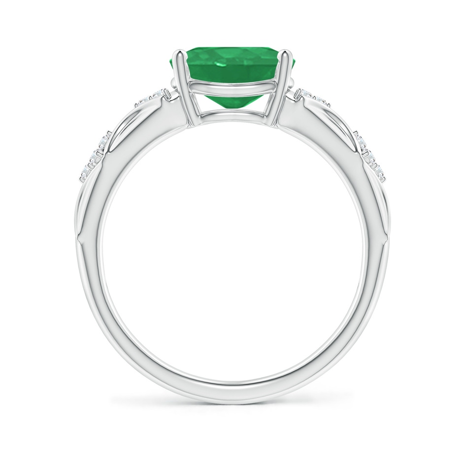 9x7mm A Oval Emerald Vintage Style Ring with Diamond Accents in White Gold side-1
