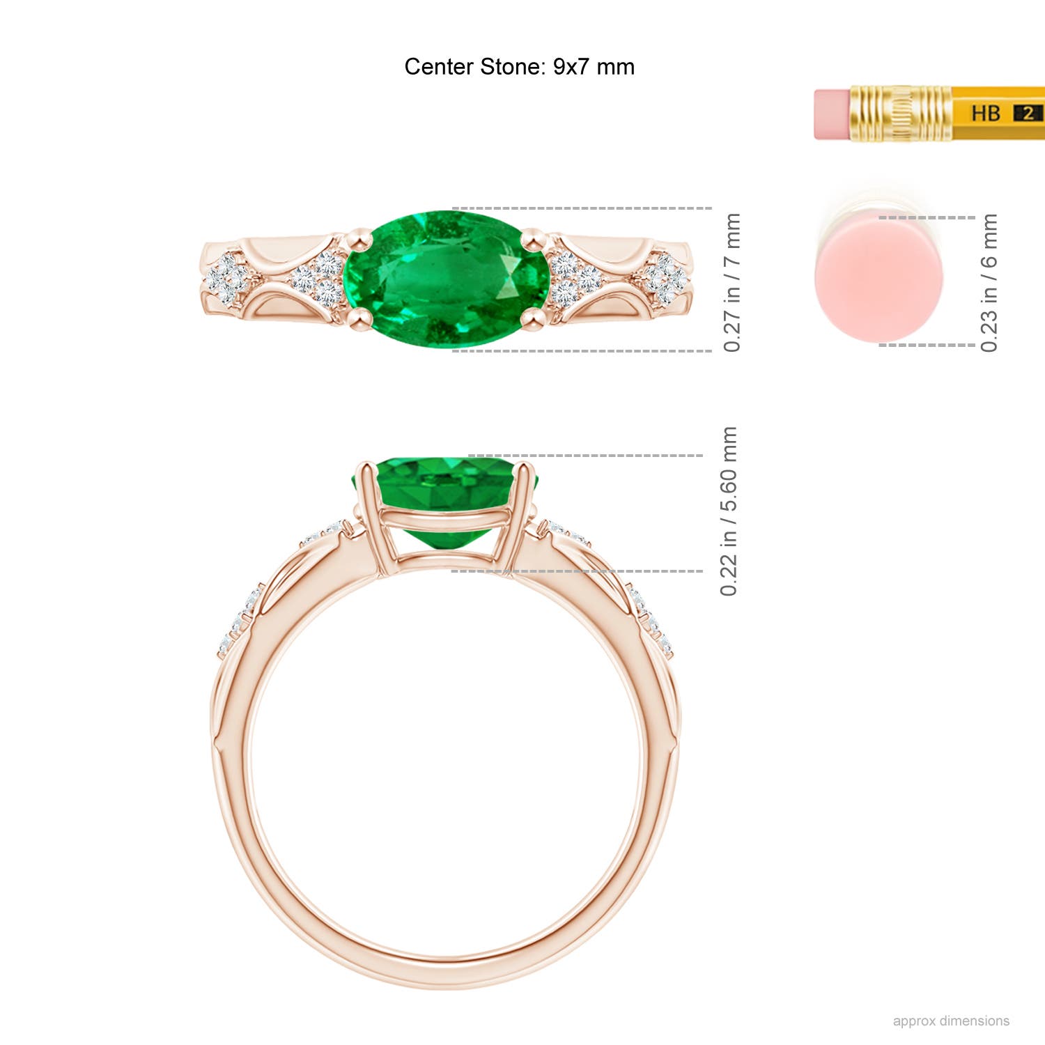 AAA - Emerald / 1.58 CT / 14 KT Rose Gold