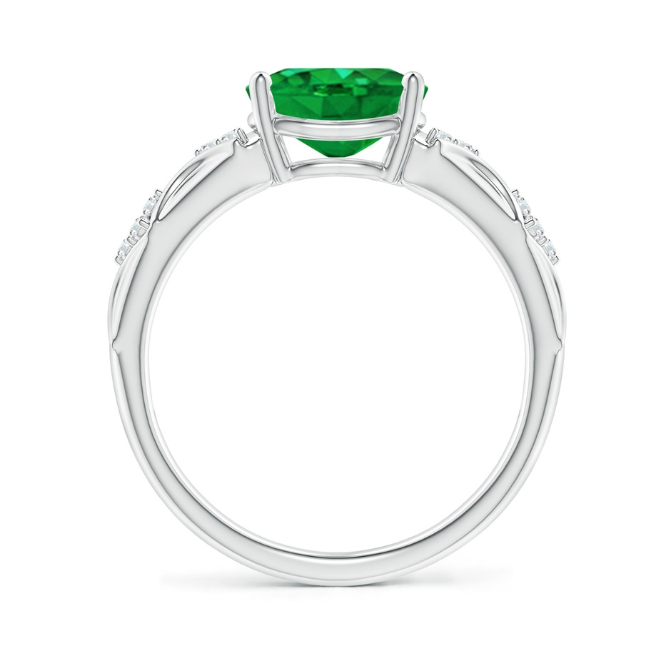 9x7mm AAA Oval Emerald Vintage Style Ring with Diamond Accents in White Gold side 199