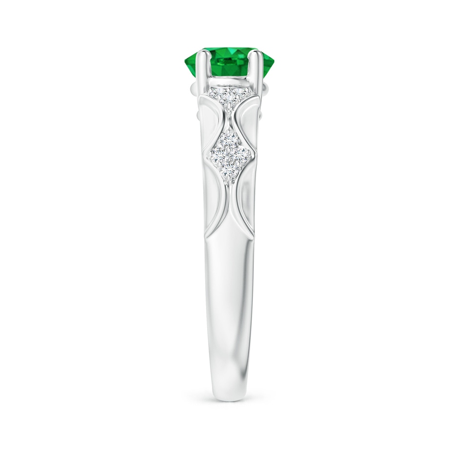 9x7mm AAA Oval Emerald Vintage Style Ring with Diamond Accents in White Gold side 299