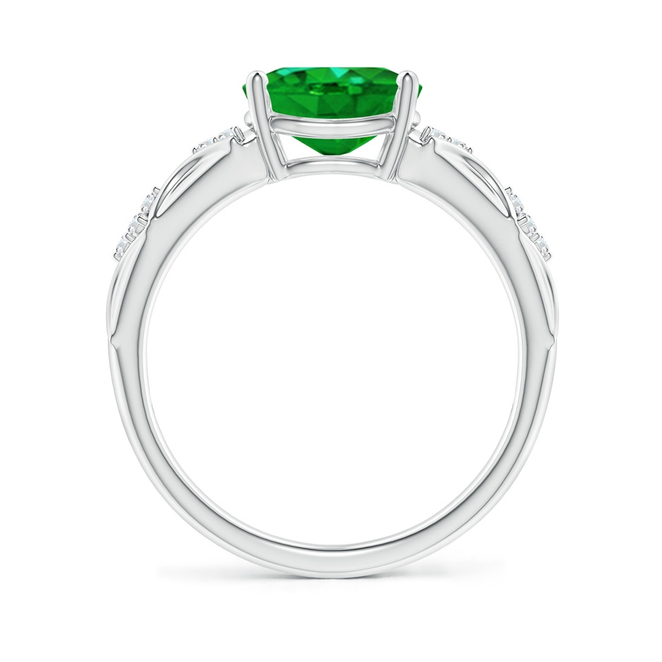 9x7mm AAAA Oval Emerald Vintage Style Ring with Diamond Accents in White Gold side 199