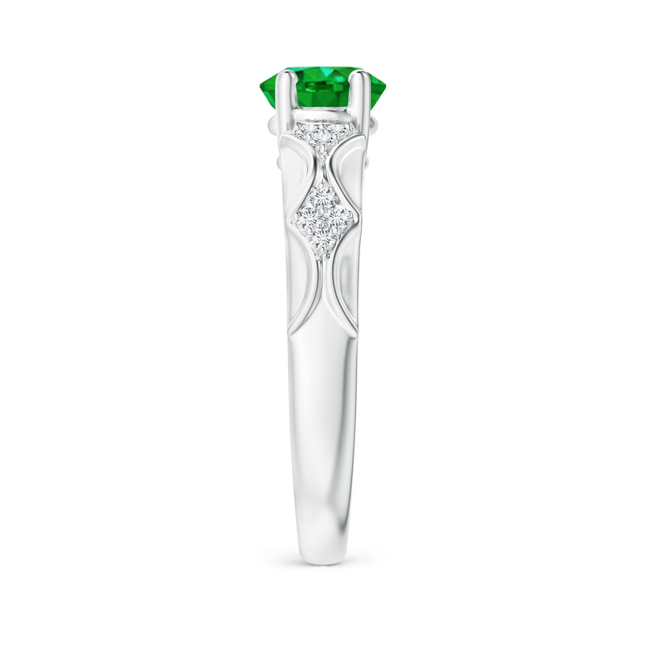 9x7mm Lab-Grown Oval Emerald Vintage Style Ring with Diamond Accents in White Gold side-2
