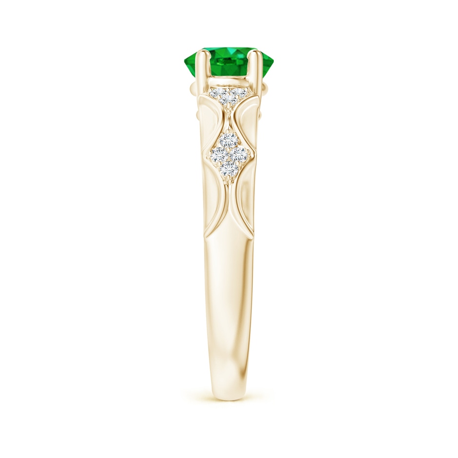 9x7mm Lab-Grown Oval Emerald Vintage Style Ring with Diamond Accents in Yellow Gold side-2
