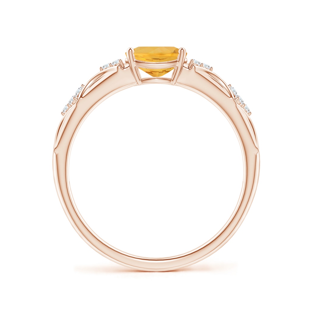 7x5mm A Oval Fire Opal Vintage Style Ring with Diamond Accents in Rose Gold - side_1