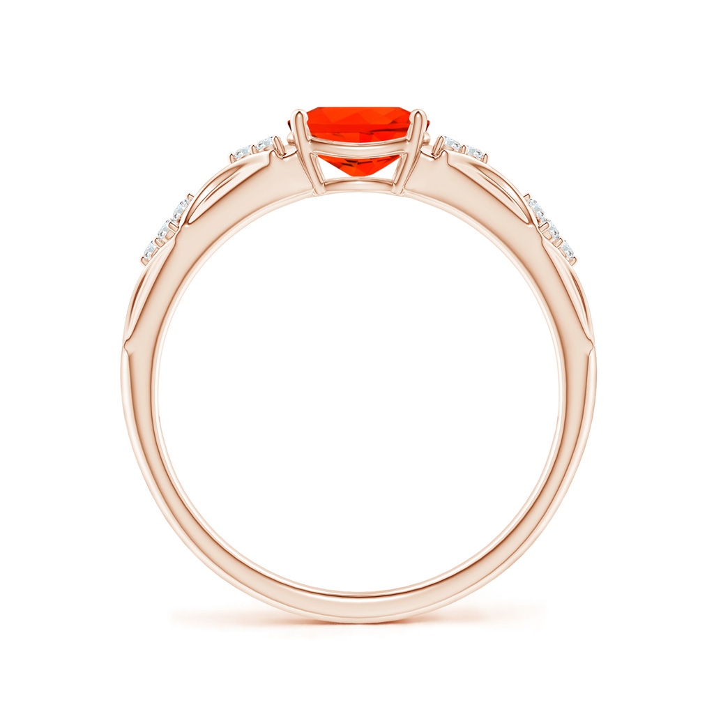 7x5mm AAAA Oval Fire Opal Vintage Style Ring with Diamond Accents in Rose Gold - side_1