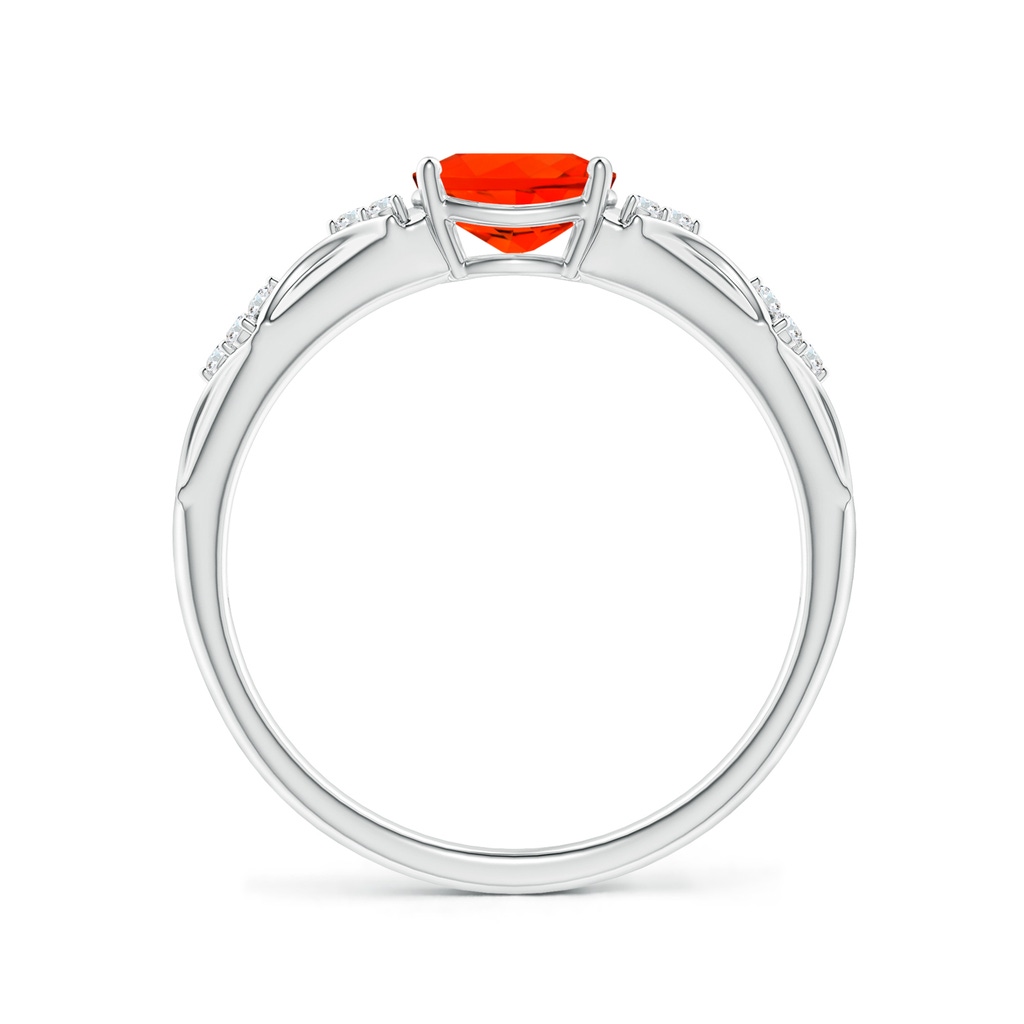 7x5mm AAAA Oval Fire Opal Vintage Style Ring with Diamond Accents in White Gold - side_1