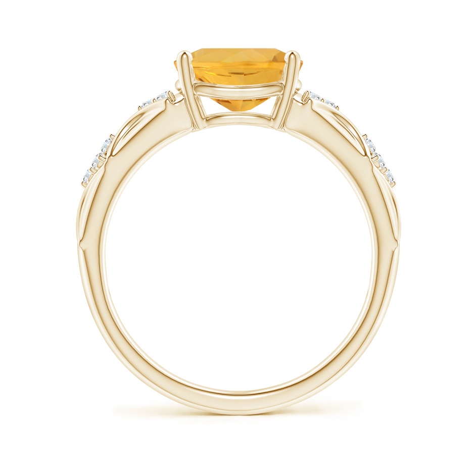 9x7mm A Oval Fire Opal Vintage Style Ring with Diamond Accents in Yellow Gold side-1
