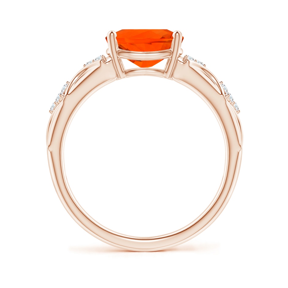 9x7mm AAA Oval Fire Opal Vintage Style Ring with Diamond Accents in Rose Gold side-1