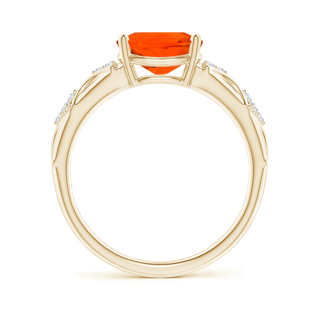 9x7mm AAA Oval Fire Opal Vintage Style Ring with Diamond Accents in Yellow Gold - side_1
