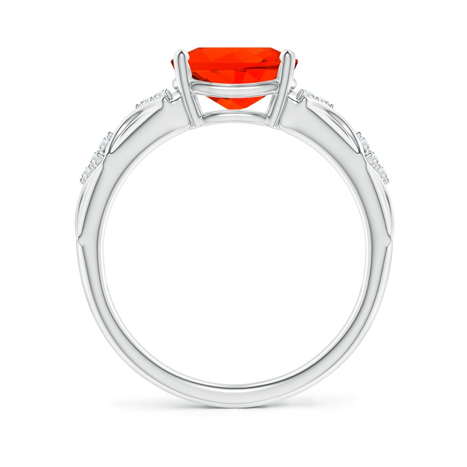 9x7mm AAAA Oval Fire Opal Vintage Style Ring with Diamond Accents in P950 Platinum side-1