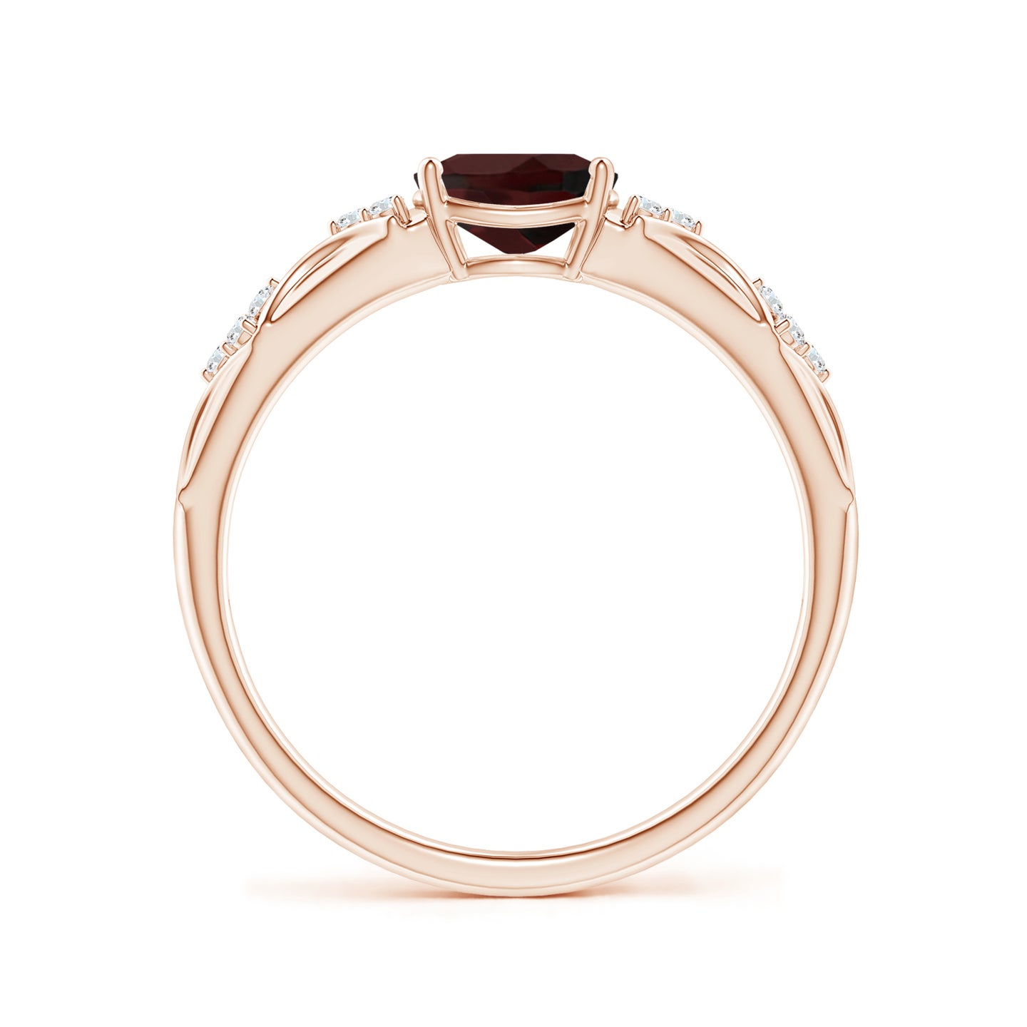 Oval Garnet Vintage Style Ring with Diamond Accents