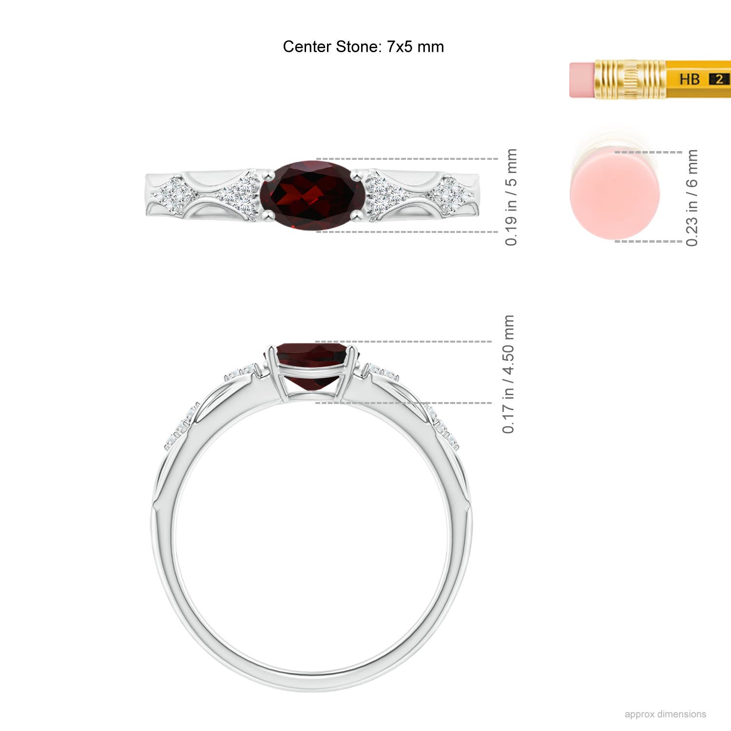 A - Garnet / 0.94 CT / 14 KT White Gold