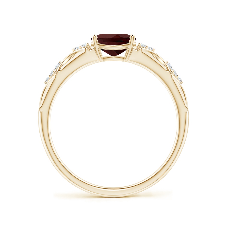 7x5mm AA Oval Garnet Vintage Style Ring with Diamond Accents in Yellow Gold side-1