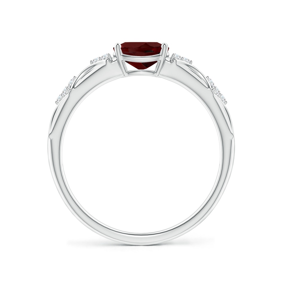 7x5mm AAA Oval Garnet Vintage Style Ring with Diamond Accents in P950 Platinum side-1