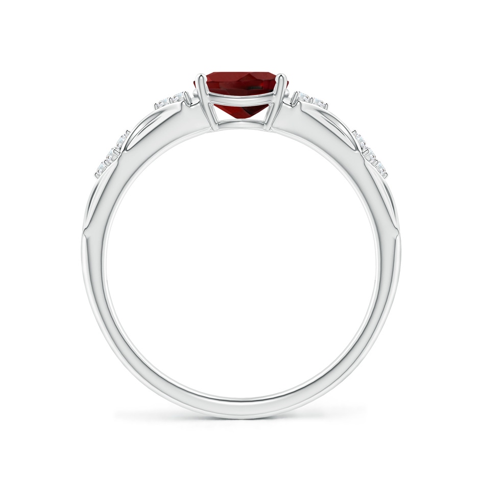 7x5mm AAAA Oval Garnet Vintage Style Ring with Diamond Accents in White Gold side-1