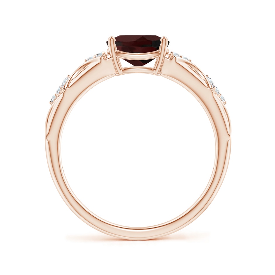 8x6mm A Oval Garnet Vintage Style Ring with Diamond Accents in Rose Gold side-1