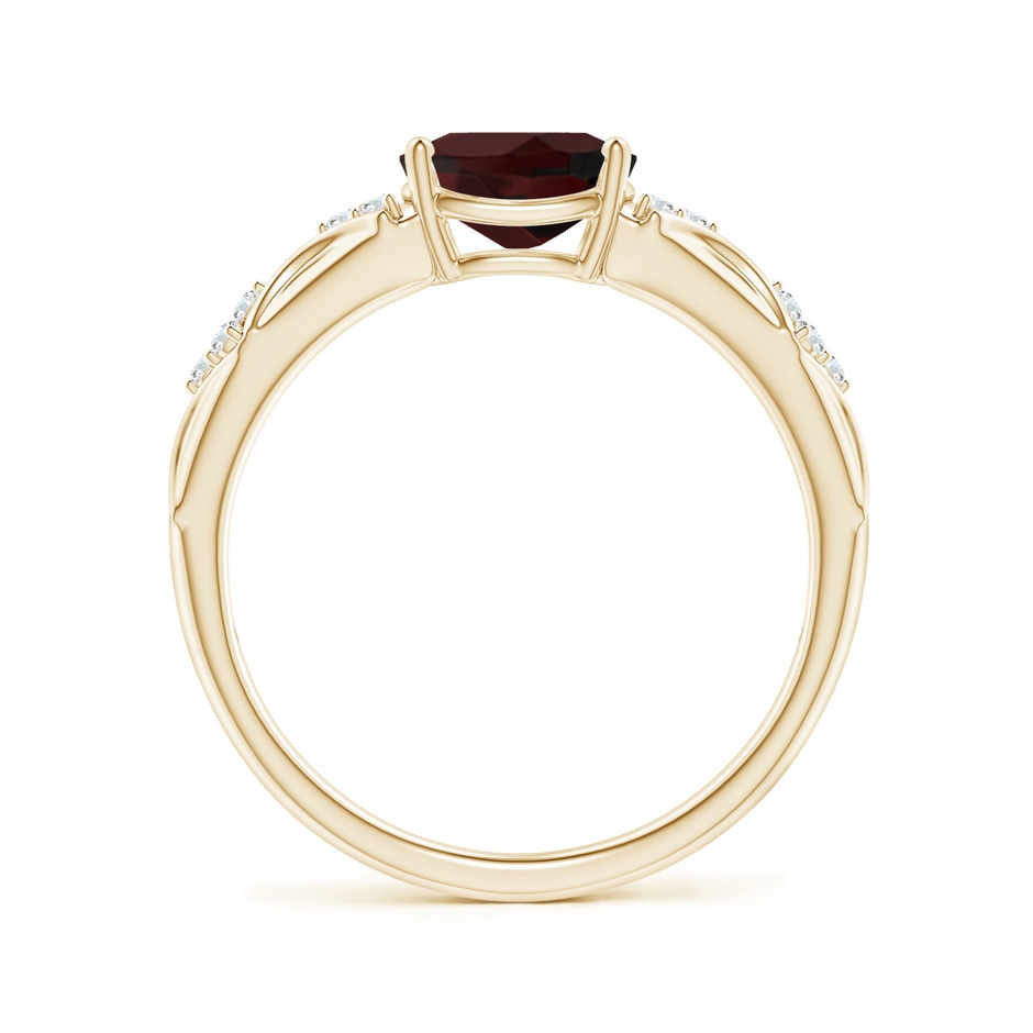 8x6mm A Oval Garnet Vintage Style Ring with Diamond Accents in Yellow Gold side-1
