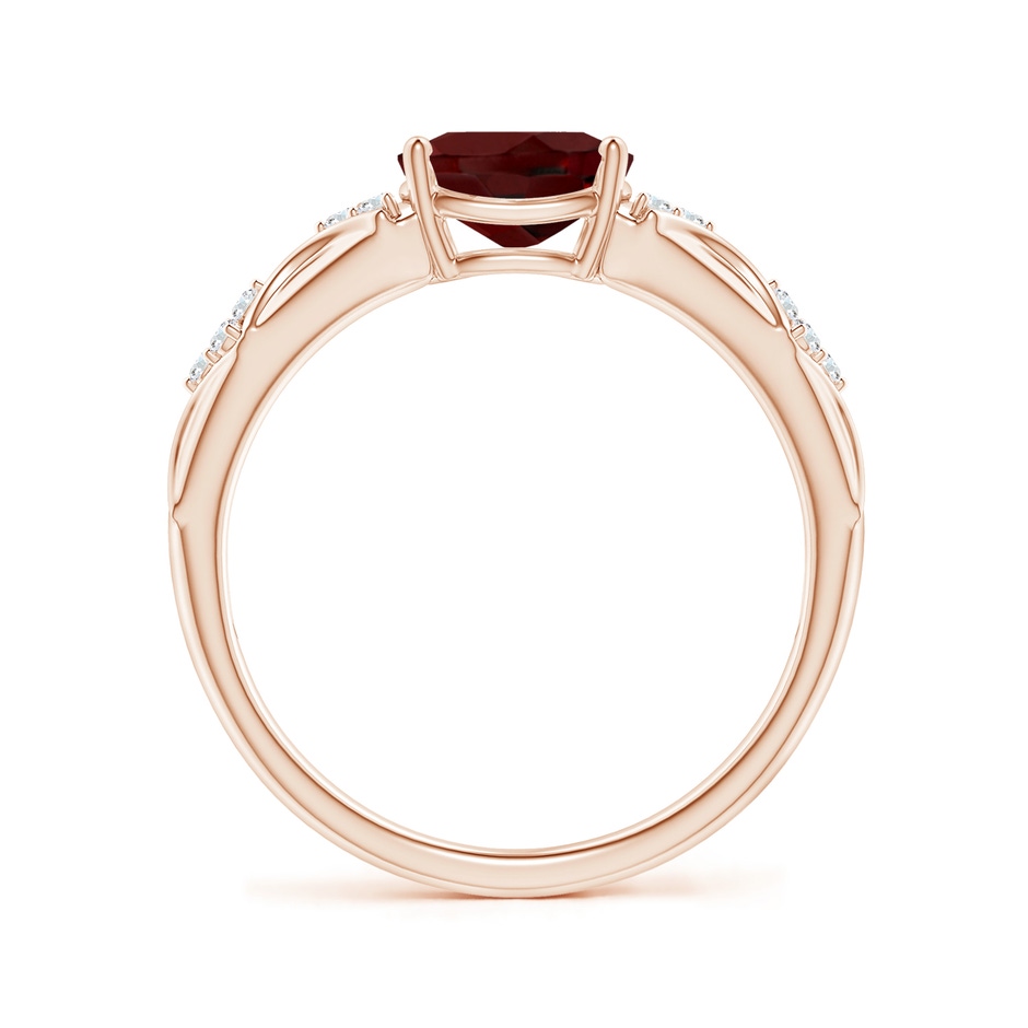 8x6mm AAA Oval Garnet Vintage Style Ring with Diamond Accents in Rose Gold side-1