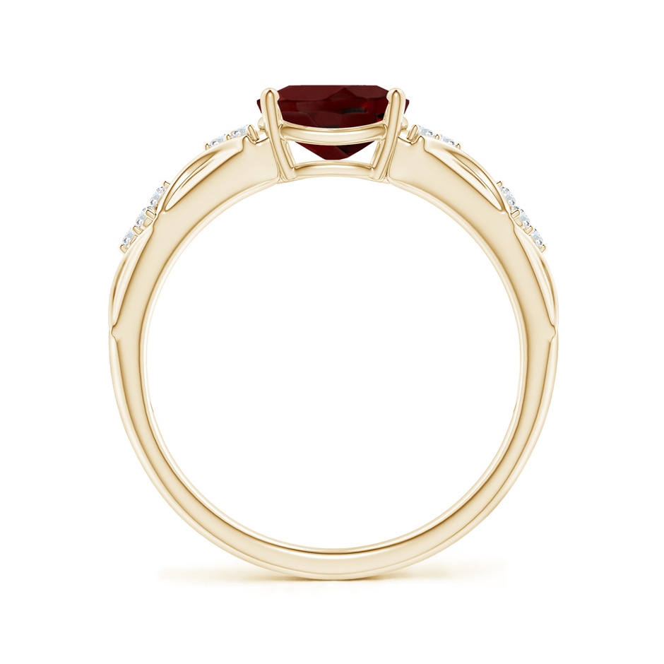 8x6mm AAA Oval Garnet Vintage Style Ring with Diamond Accents in Yellow Gold side-1