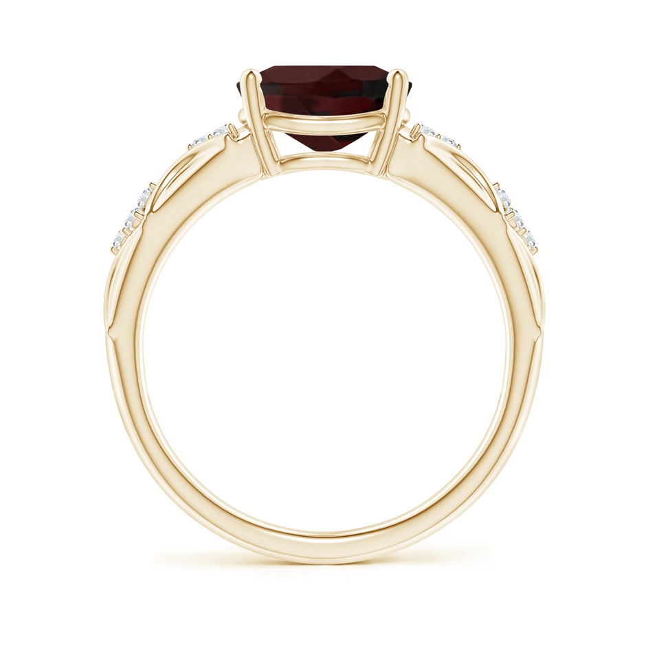 9x7mm A Oval Garnet Vintage Style Ring with Diamond Accents in Yellow Gold side-1