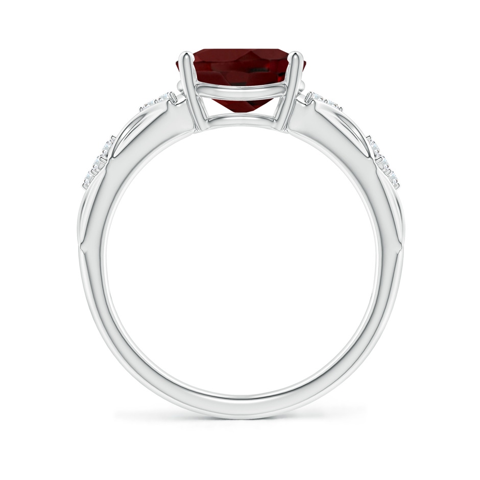 9x7mm AAA Oval Garnet Vintage Style Ring with Diamond Accents in White Gold side-1