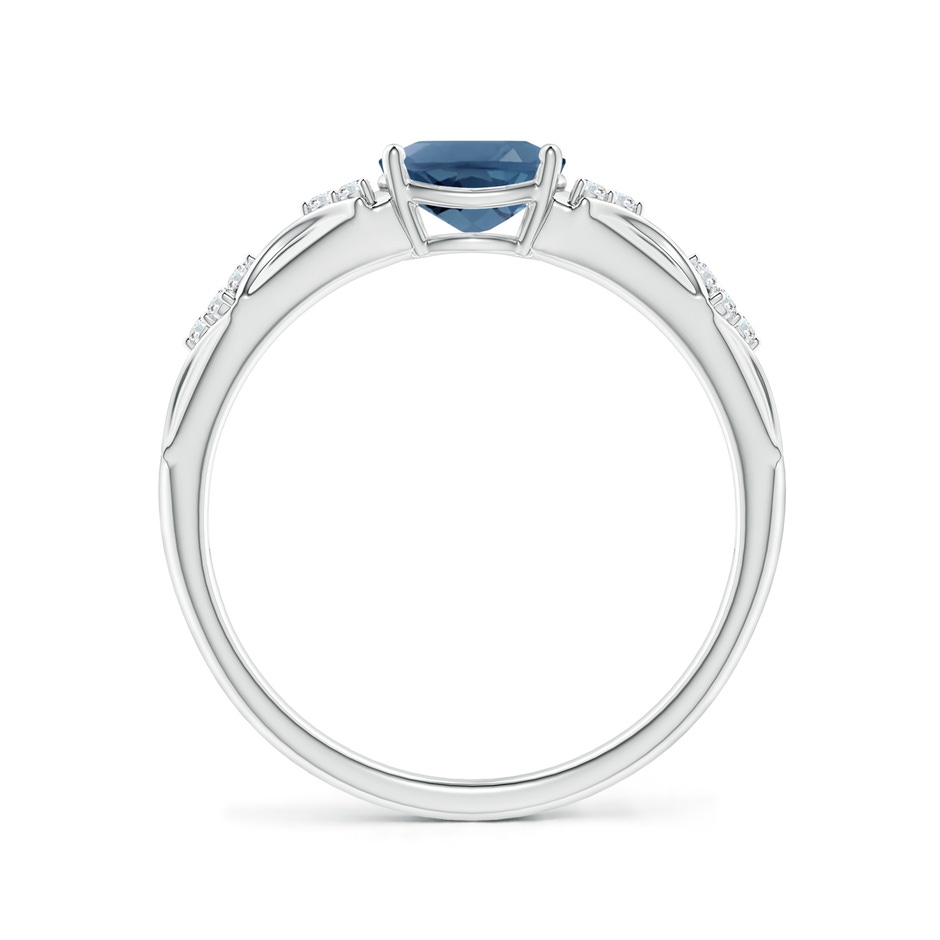 7x5mm A Oval London Blue Topaz Vintage Style Ring with Diamond Accents in White Gold side-1