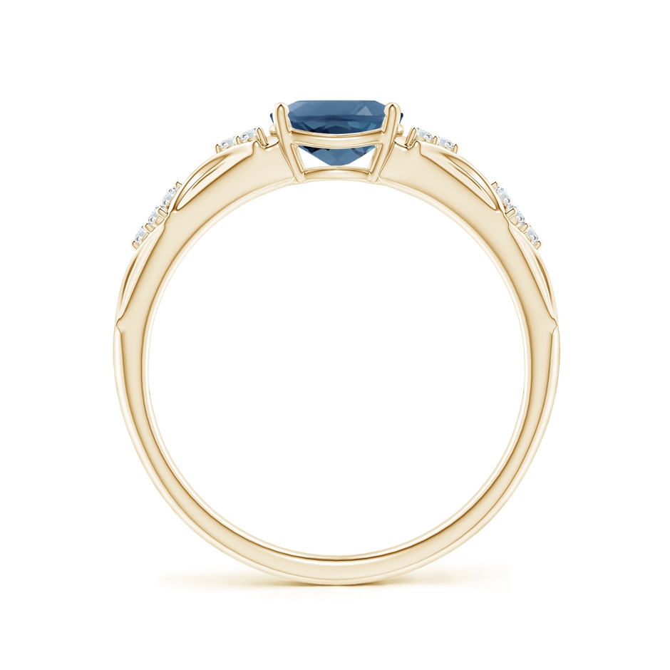 7x5mm A Oval London Blue Topaz Vintage Style Ring with Diamond Accents in Yellow Gold side-1
