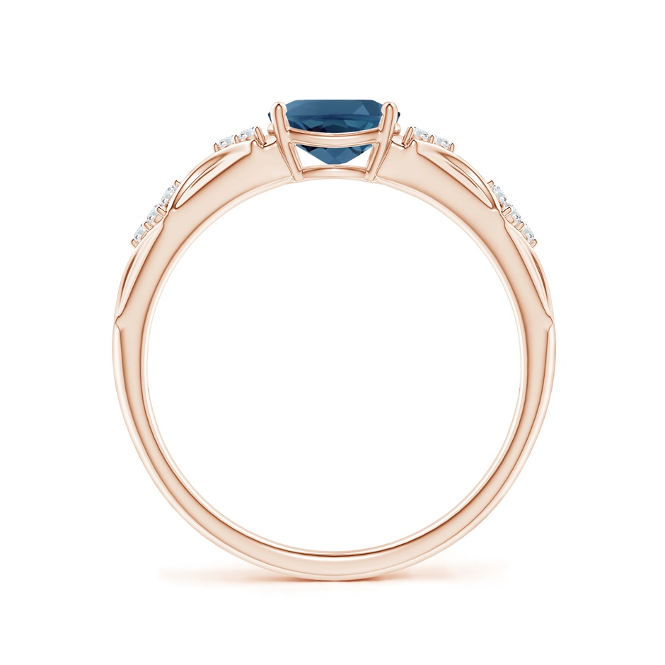7x5mm AA Oval London Blue Topaz Vintage Style Ring with Diamond Accents in Rose Gold side-1