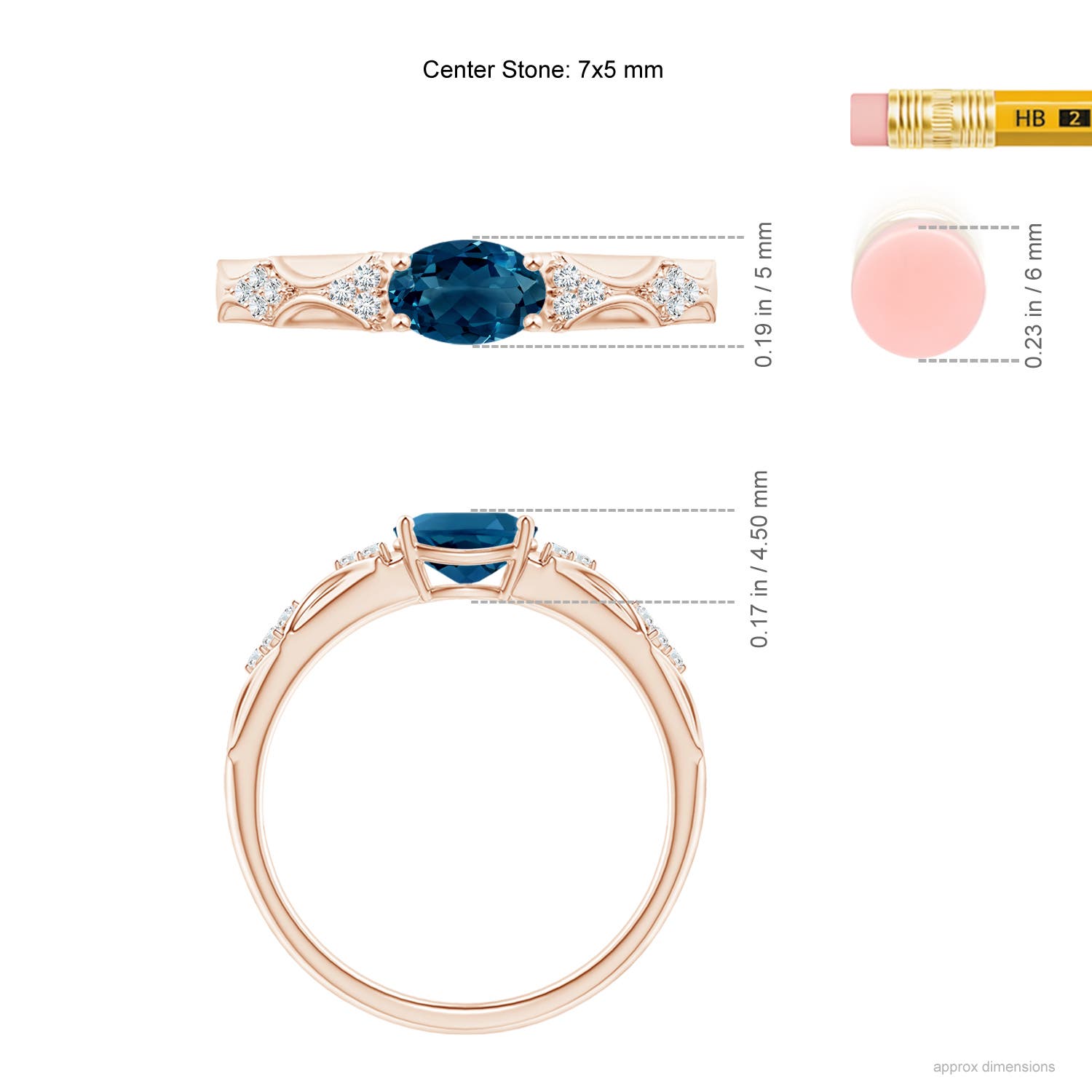 AAAA - London Blue Topaz / 1.01 CT / 14 KT Rose Gold