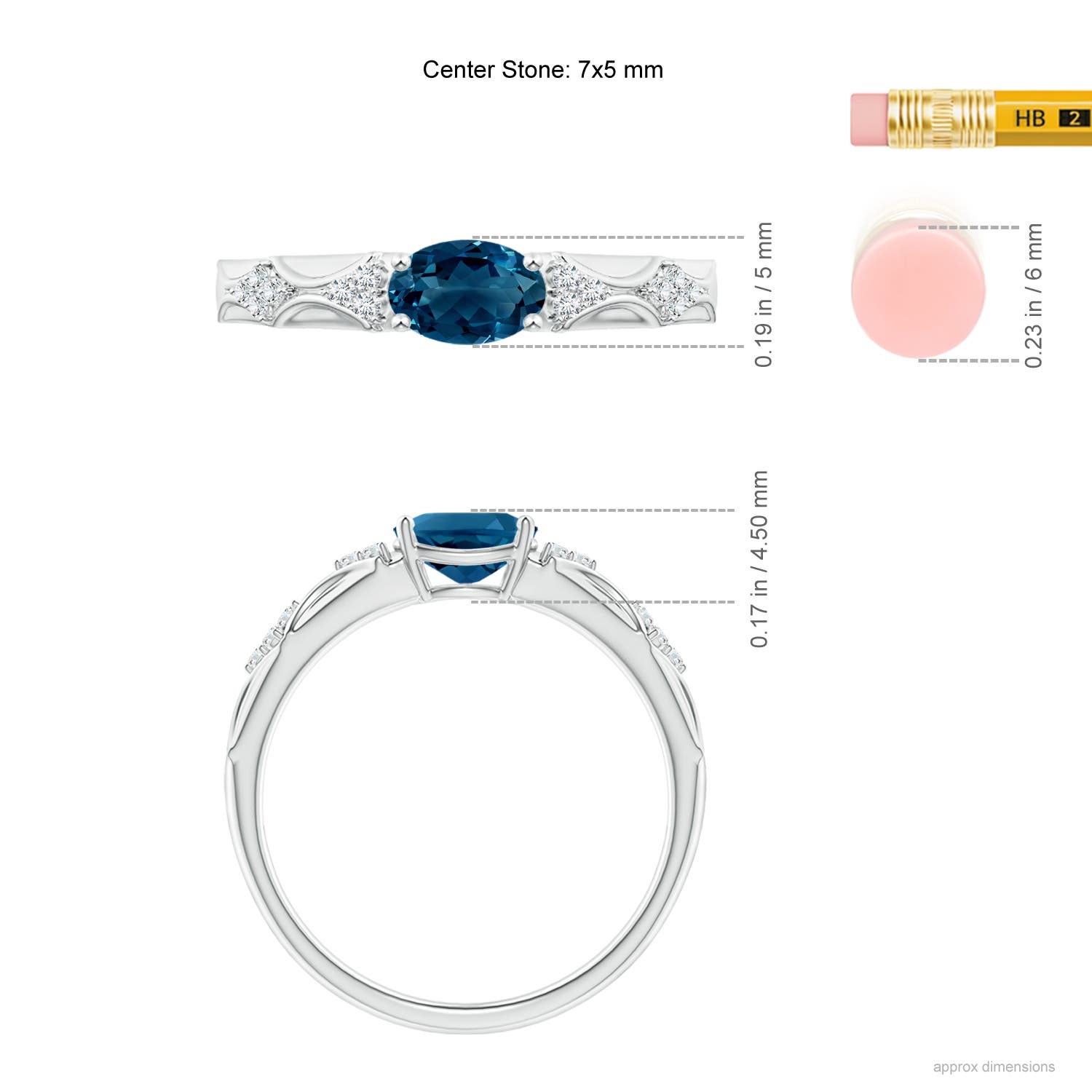 AAAA - London Blue Topaz / 1.01 CT / 14 KT White Gold