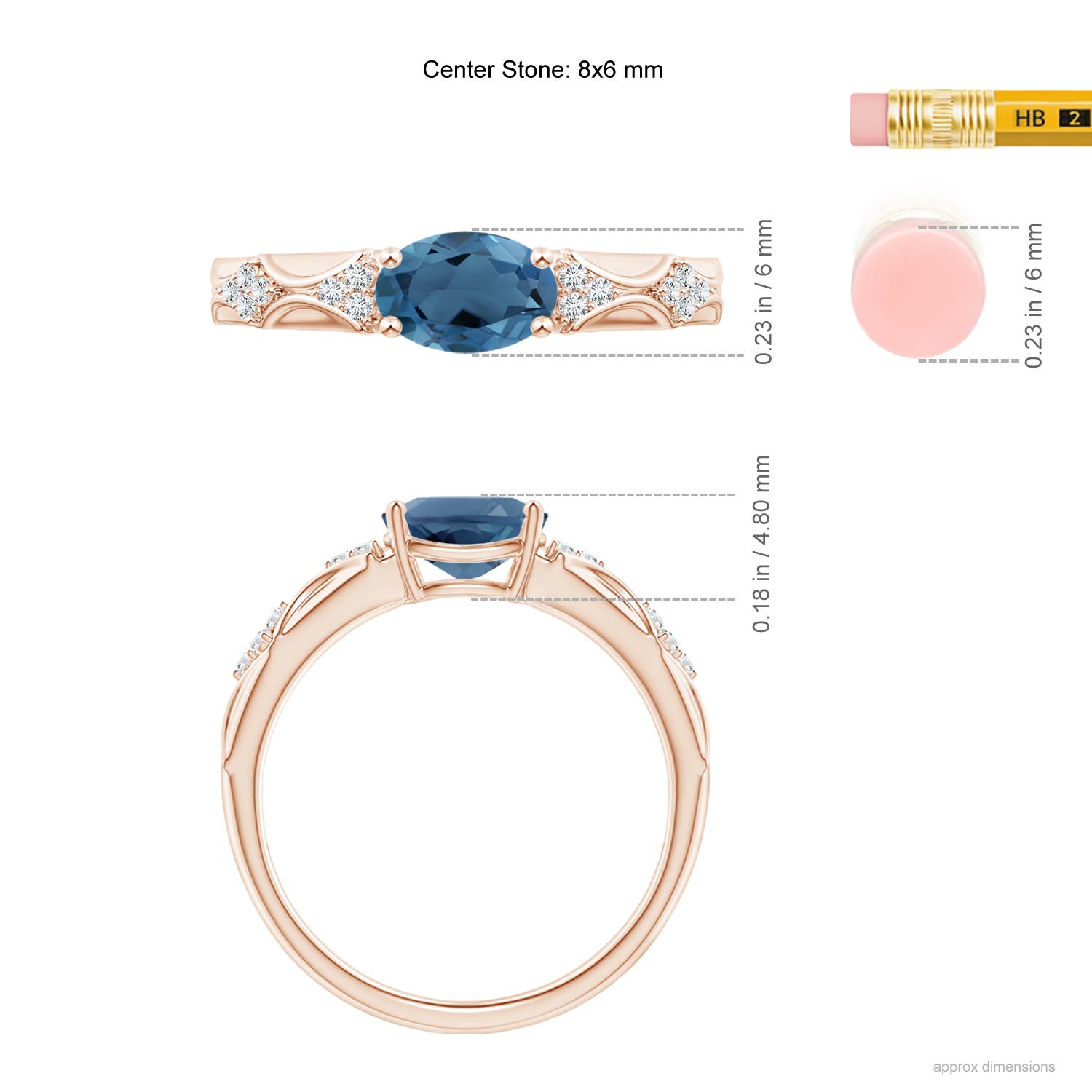 A - London Blue Topaz / 1.57 CT / 14 KT Rose Gold