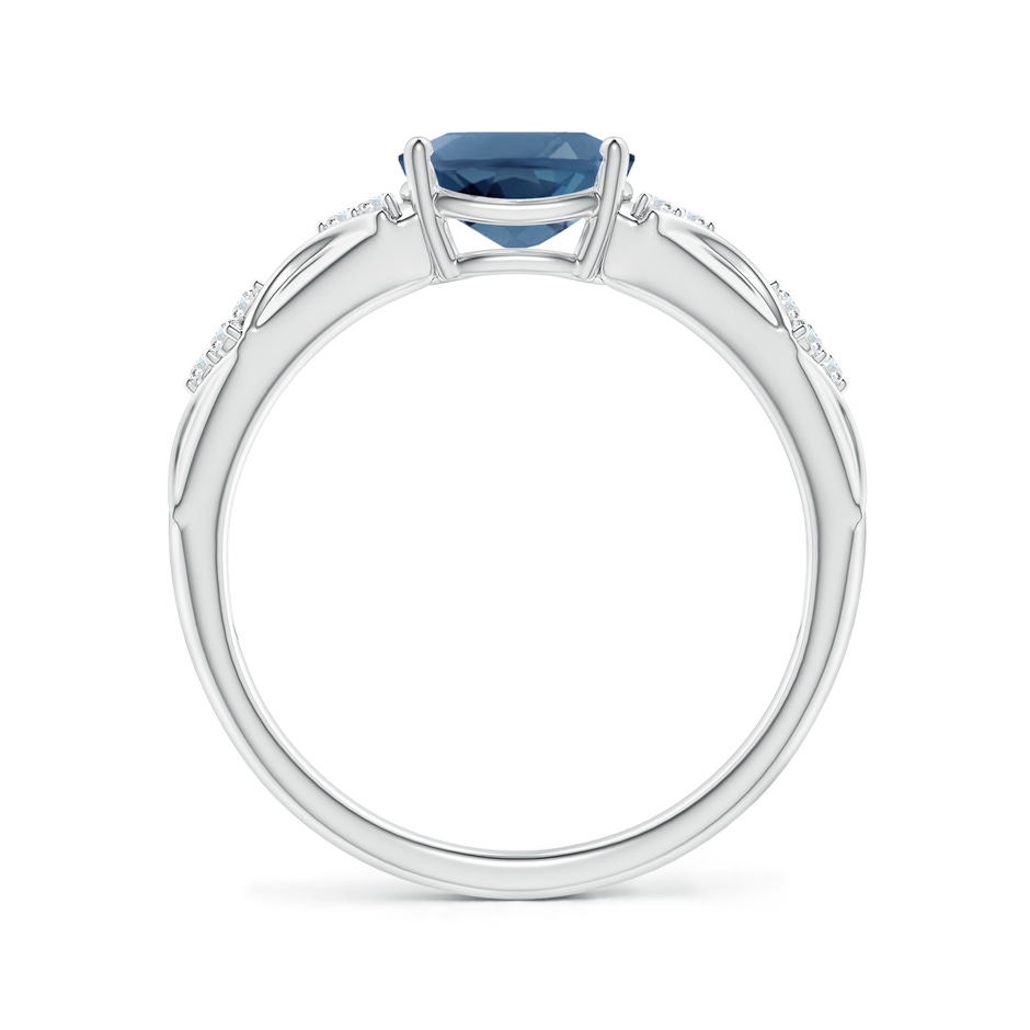 8x6mm A Oval London Blue Topaz Vintage Style Ring with Diamond Accents in White Gold side-1