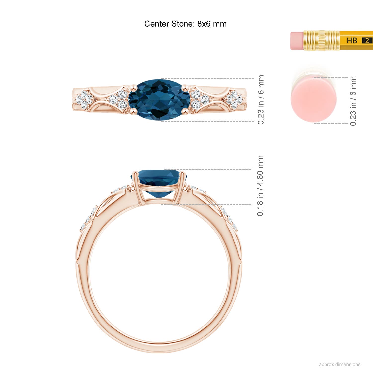 AAA - London Blue Topaz / 1.57 CT / 14 KT Rose Gold