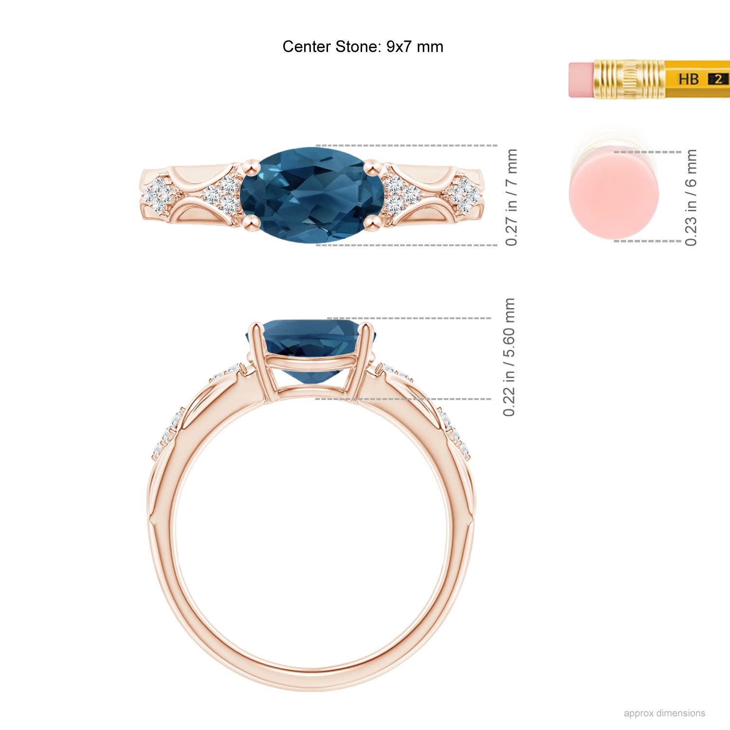 AA - London Blue Topaz / 2.33 CT / 14 KT Rose Gold