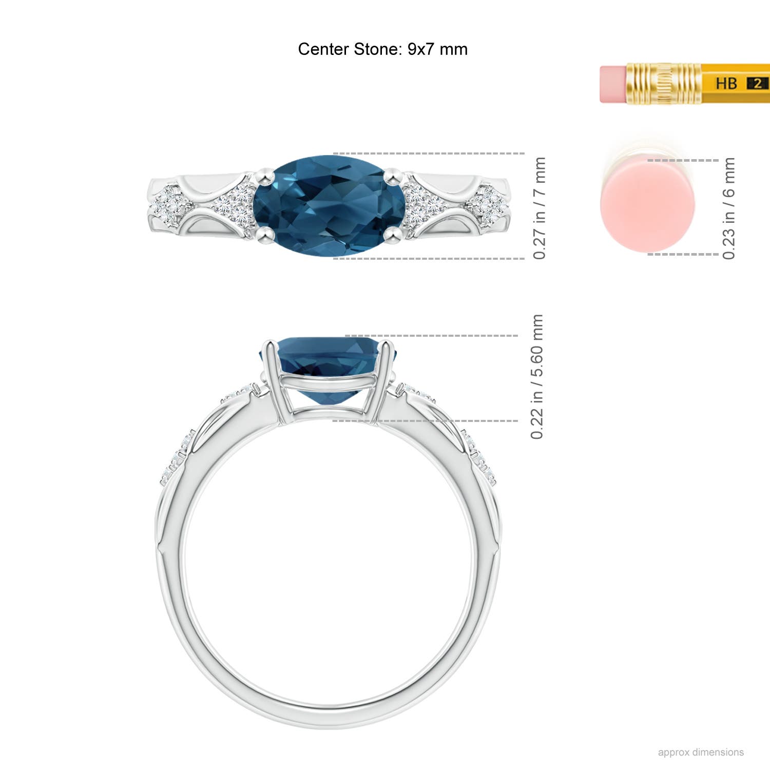 AA - London Blue Topaz / 2.33 CT / 14 KT White Gold