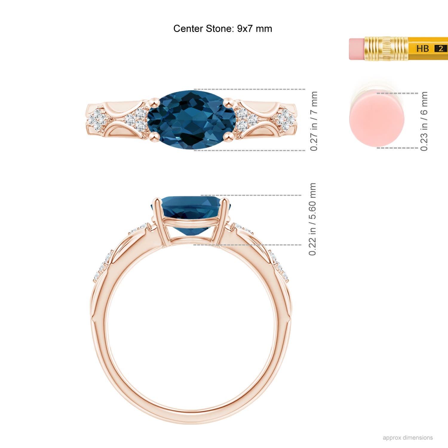 AAA - London Blue Topaz / 2.33 CT / 14 KT Rose Gold